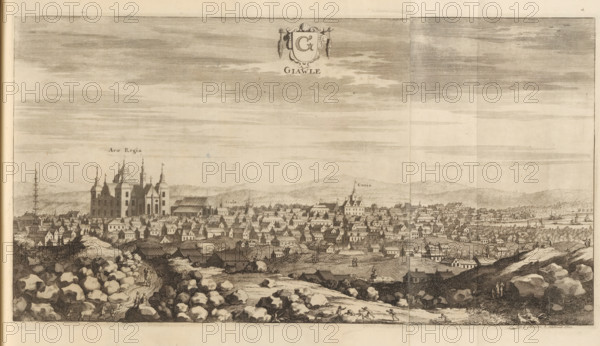 View of the city of Gävle, Giawle, Suecia Antiqua et Hodierna, print, album page, printmaker: