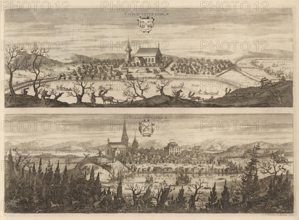 Civitas vetus Luhlae, Civitas nova Luhlae, View of Luleå, the old and new town, Suecia Antiqua et