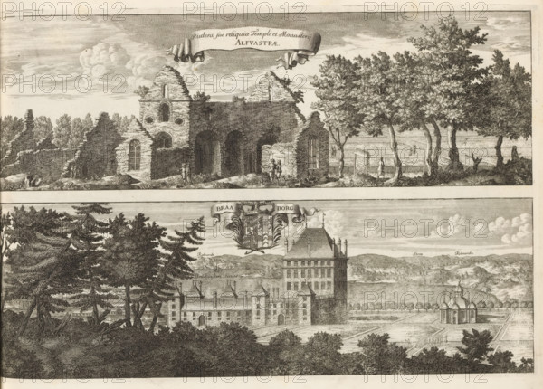Rudera sive reliquiae Templi et Monasterij Alfvastrae, Brååborg, View of Alvastra Monastery and