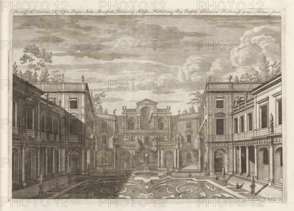Courtyard and palace of Nicodemus Tessin the younger, looking south, Illustriss: D:ni Baronis N.