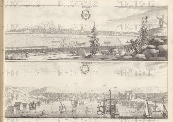 Enekopia, Norr Telge, View of Enköping and Norrtälje, Suecia Antiqua et Hodierna, print, album