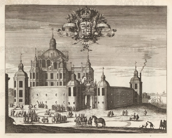 Palace of Svartsjö, Swartsiöö, Suecia Antiqua et Hodierna, print, album page, printmaker: Jean