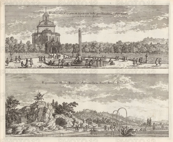 Fountain with a Triton and the Rock of Andromeda in the park at Ulriksdal Castle, Delineatio