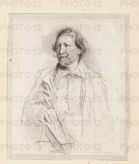 Portrait of Casper Gevartius, print, album page, printmaker: William Baillie, after drawing by