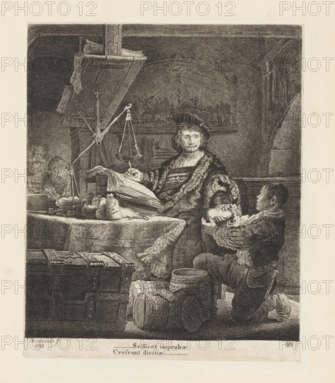 Goudweger, Jan Wtenbogaert, print, album page, A well-dressed man in a fur coat and beret sits at a