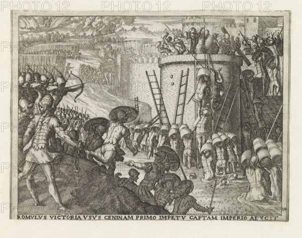 Romulus takes the city of Caenina, Romulus victoria, imperio aducit, Life of Romulus and Remus,