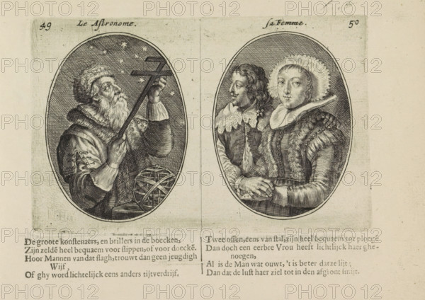 The astronomer, his wife, Astronomer and his wife, Marriage abuses, print, album page, Series