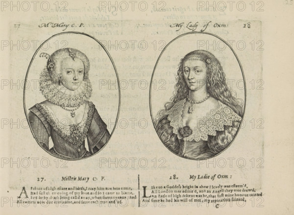 Mrs Mary CP, My Lady of Oxm., Portraits of the courtesans named Mistress Mary CP and Lady of Oxm.,