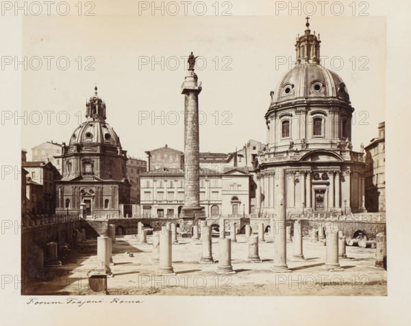 View of the Forum of Trajan in Rome, with the Column of Trajan and the churches Santissimo Nome di