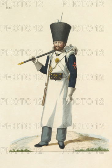 Sappeur, of the National Infantry, print, A Dutch sapper of the National Infantry, with the axe on