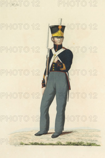 Fuselier of the Garrison Battalion, print, A Dutch fusilier of Garrison Battalion No. 34. Plate 24.