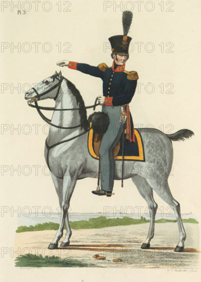 Colonel of the General Staff, (on horseback), print, A Dutch Colonel of the General Staff, on