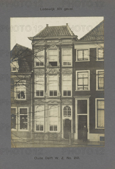 View of a building on the Oude Delft in Delft, Oude Delft WZ No. 241. Louis XIV facade, photograph,