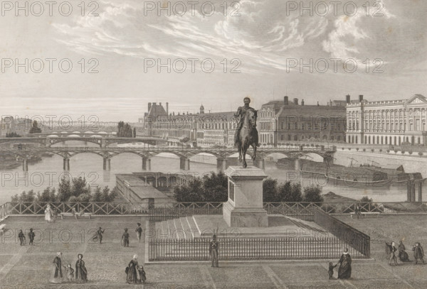 View taken from the Pont Neuf, View from the Pont Neuf of the equestrian statue of Henry IV of