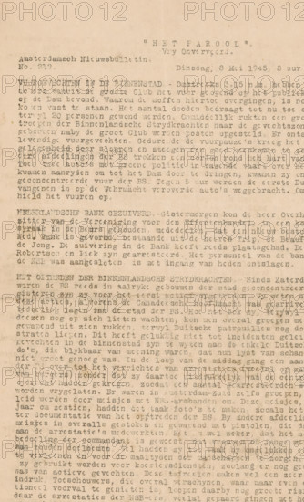 Amsterdam News Bulletin of Het Parool, newspaper, Issue of the illegal newspaper Het Parool, 5th