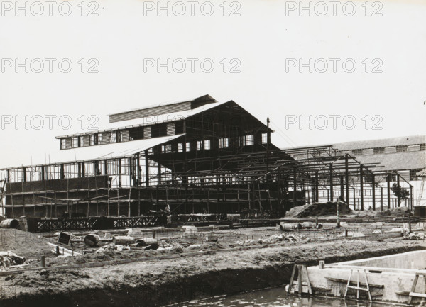 Marine Establishment, Surabaya, Submarine Repair Workshop, album page, photograph, Album page with