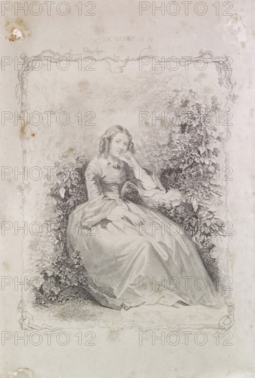 Pondering woman, steel plate, maker: Dirk Jurriaan Sluyter (signed by artist), after design by