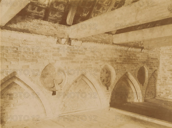 Arched windows and niches in the abbey church in Aduard, photograph, annotation: 'Aduard',