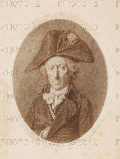Photo reproduction of a drawing depicting a portrait of Hendrik Nobbe by Johannes Cornelis Mertens,