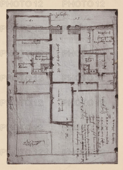 Photographic reproduction of a map of the Utrecht City Hall, photograph, reproduction, annotation: