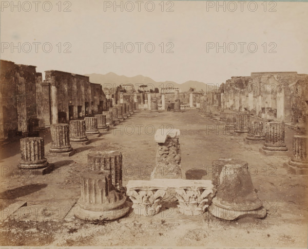 Basilica, View of the ruins of the Basilica in Pompeii, Italy, Pompei, photograph, collector's