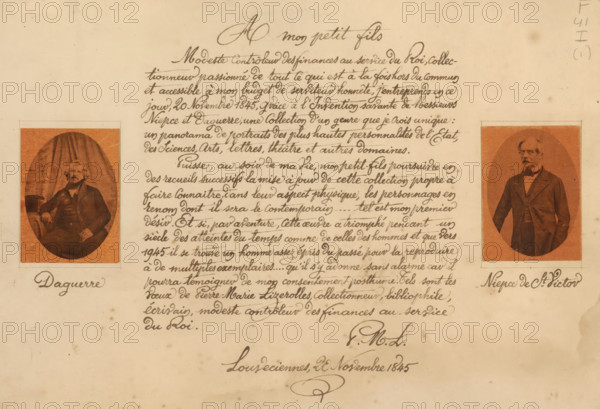 Scrapbook with portraits of famous French scientists, artists, authors, theater makers,