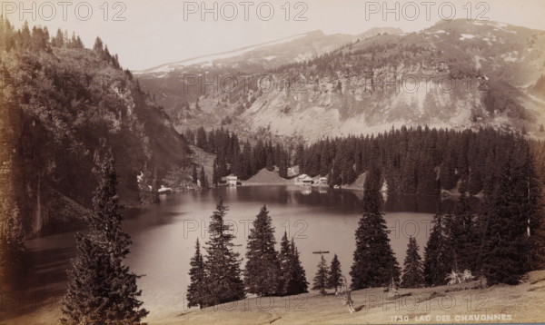 Lac des Chavonnes, View of Lac des Chavonnes near Villars-sur-Ollon in Vaud, Switzerland,