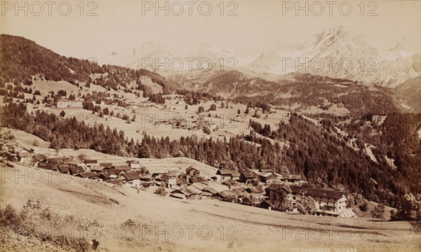 Chesieres Villars, View of Villars-sur-Ollon in Switzerland, photograph, number: '1781',