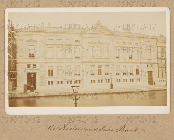 Façade of Oude Turfmarkt 127 in Amsterdam, former De Nederlandsche Bank, photograph, annotation: