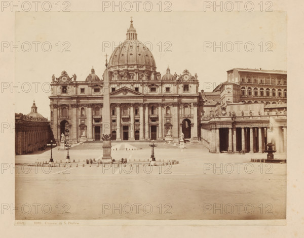 View of St. Peter's Basilica from St. Peter's Square in Rome, ROMA Chiesa di S. Pietro, photograph,