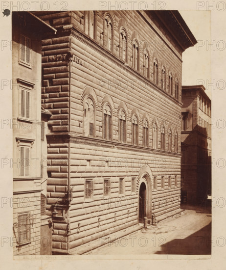 Façade of Palazzo Strozzi in Florence, Palazzo Strozzi Firenze, photograph, number: 'No. 1823.',