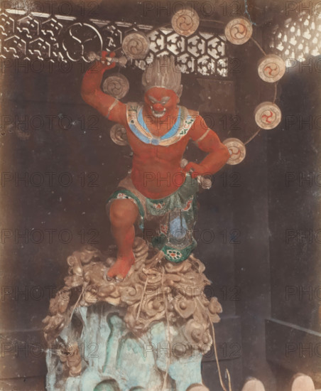 B 85 The Thunder God of Buddest Temple Nikko, God of Thunder at Buddhist temple, Nikko, photograph,