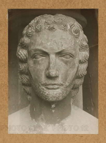 Adamspforte, Adam, Head from front, Detail of the Adamspforte in Bamberg Cathedral, album page,