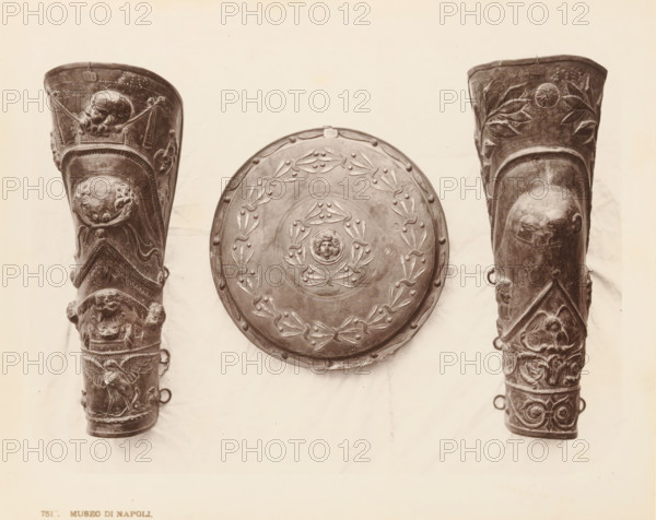 Decorated objects, Museo di Napoli Saffo, album page, photograph, This photo is part of an album.,