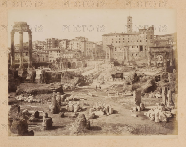 View of the Roman Forum in Rome, album page, photograph, This photo is part of an album.,