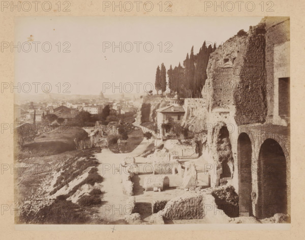 View of Rome from the Palatine Hill, album page, photograph, This photo is part of an album.,
