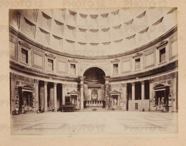 Interior of the Pantheon in Rome, album page, photograph, This photo is part of an album.,