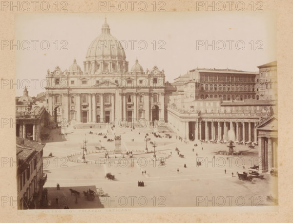 View of St. Peter's Square in Vatican City, album page, photograph, This photo is part of an album