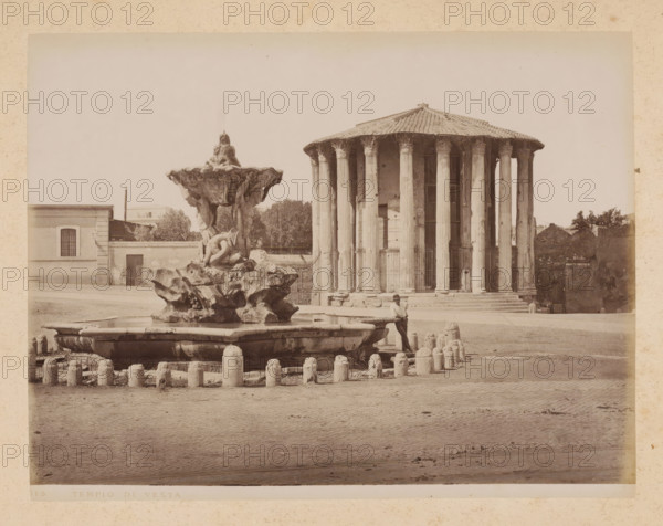 View of the Temple of Hercules Invictus in Rome, album page, photograph, This photo is part of an