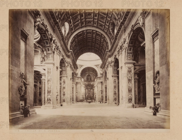 Interior of St. Peter's Basilica in Vatican City, album page, photograph, This photo is part of an