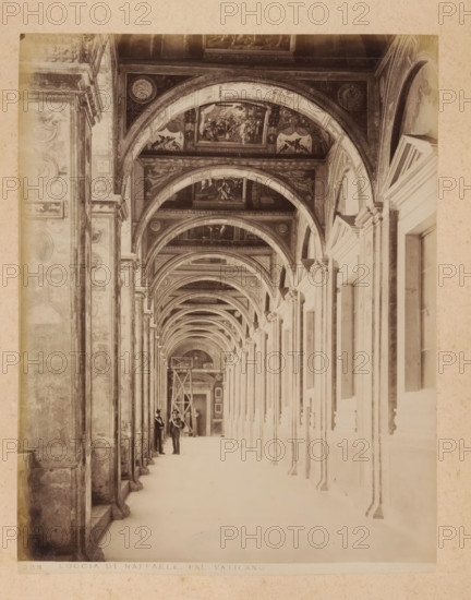 View of the Loggia of Raphael in the Apostolic Palace in Vatican City, album page, photograph, This