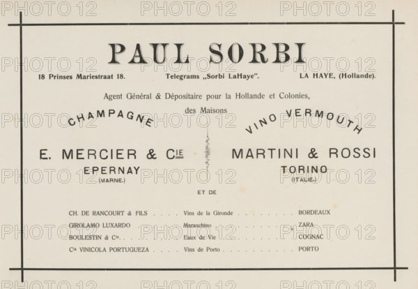 Advertisement for Paul Sorbi, album page, This page is part of an album., Netherlands, in or after