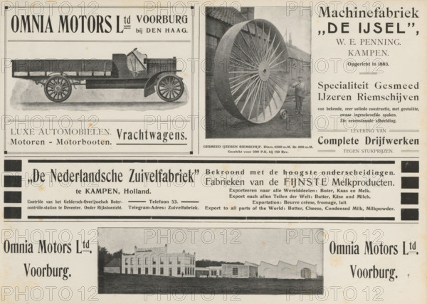 Advertisements, album page, photomechanical print, Advertisements for Omnia Motors Ltd,