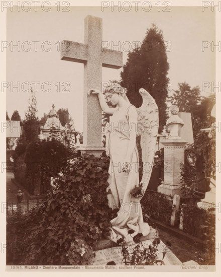 Monumento Maffei, Cimitero Monumentale, Milan, Italy, photograph, Angel sculpture by ... Pisani,