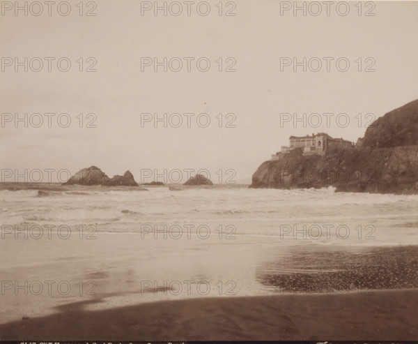 House on rock, Ocean Beach, California, United States, photograph, United States., inscription: