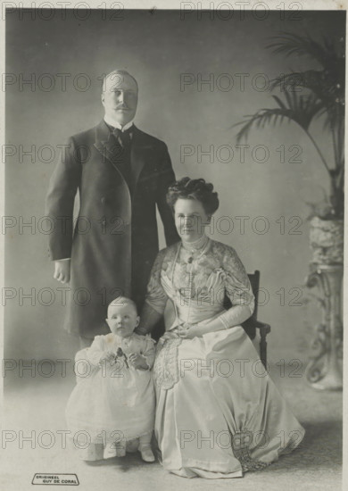 Portrait of Wilhelmina, Queen of the Netherlands, Hendrik of Mecklenburg-Schwerin and Juliana,
