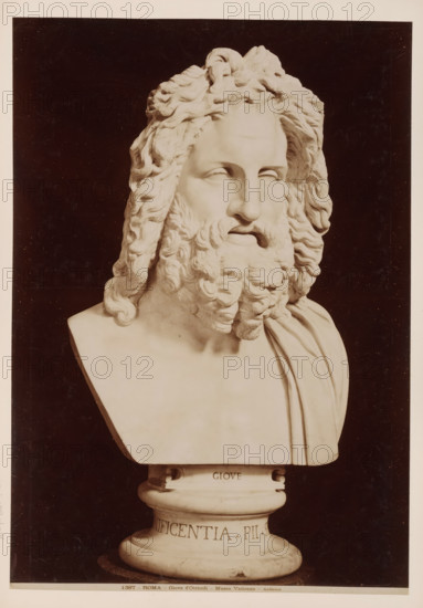 Giove d'Otricoli, Bust of Jupiter, Vatican, album page, photograph, This photo is part of an album