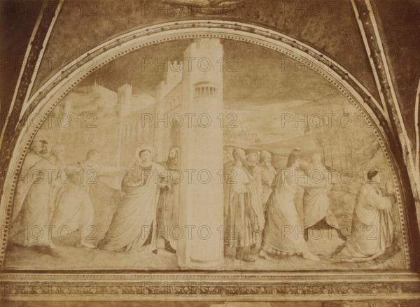 Photo reproduction of fresco The Saint Stephen Led to Martyrdom and Stoning of Saint Stephen, by