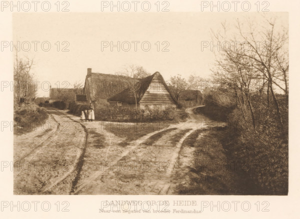 Country road on the heath, View of a country road, page, photomechanical print, photographer: