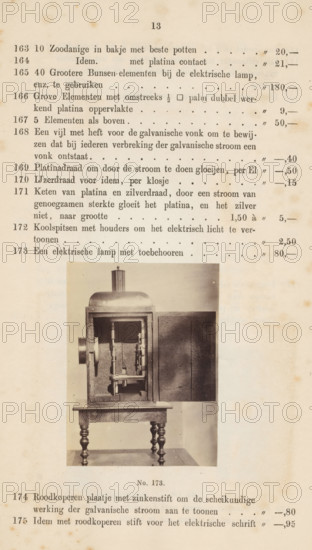 Electric lamp in a housing, photograph, page, number: 'No. 173.', photographer: Fredrich Wilhelm